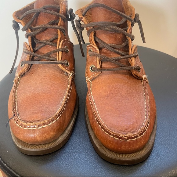 Sebago Chukka Hi Leather Boot Slip On Lace Up Shoe mens 8 brown loafer moccasin - Picture 7 of 8